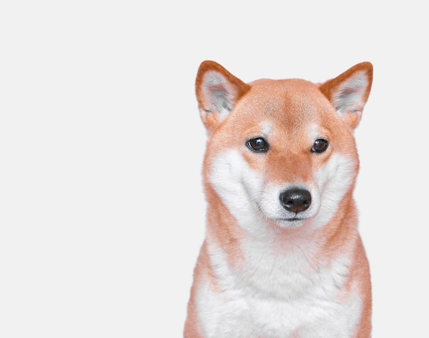 Premium Photo | Portrait Of Young Shiba Inu Dog On White Background