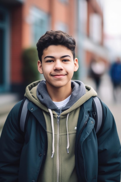 Portrait of a young student standing outside