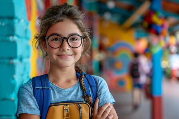 Portrait of young student with book for education day