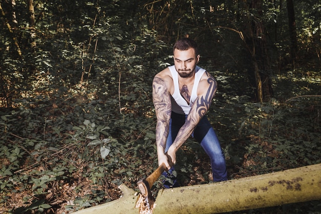 Portrait of young stylish lumberjack