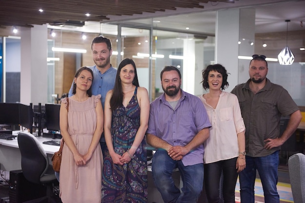 portrait of young successful startup business team at modern office indoors