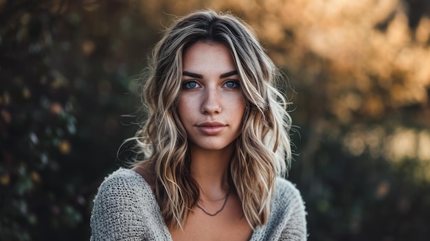 Portrait of a young tattooed woman who is looking at the camera