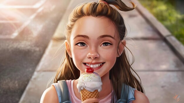 Portrait of young teenage girl with ice cream