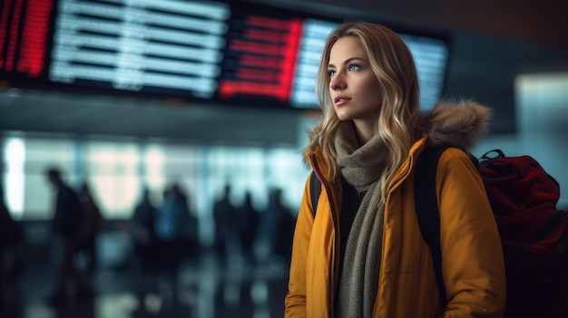 Portrait of a young woman in the airport