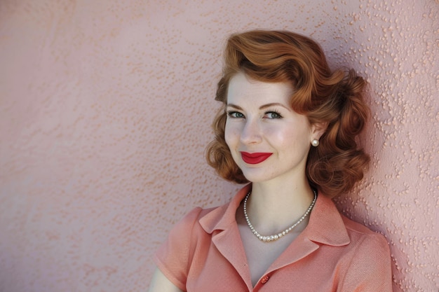 Photo portrait of a young woman from the 50s isolated from a copy space background
