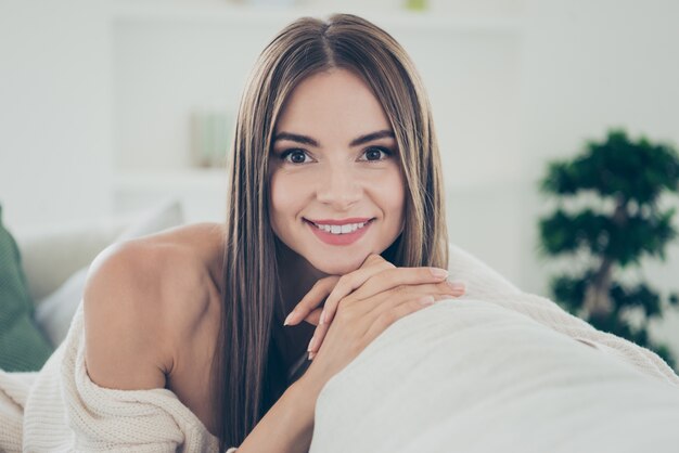 Portrait young woman at home