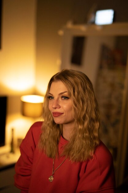 Portrait of young woman looking away