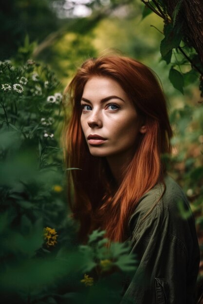 Portrait of a young woman in nature