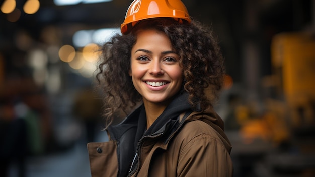 portrait of a young woman in an orange coat