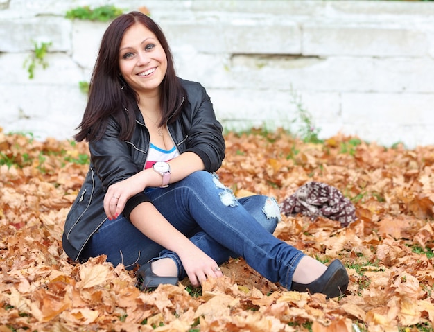  Portrait of young woman at outdoors