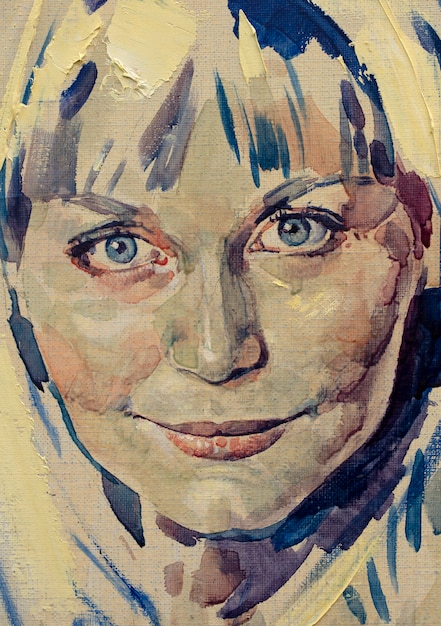若い女性の鉛筆画の肖像画