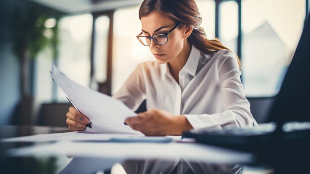 portrait of young woman sitting in office