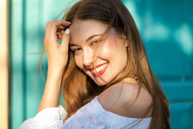 Portrait of young woman smiling