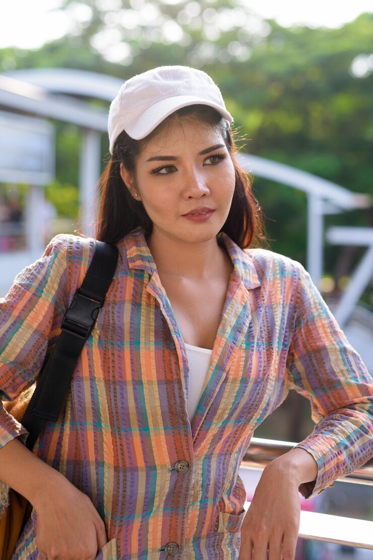 Photo 外で立っている若い女性の肖像画