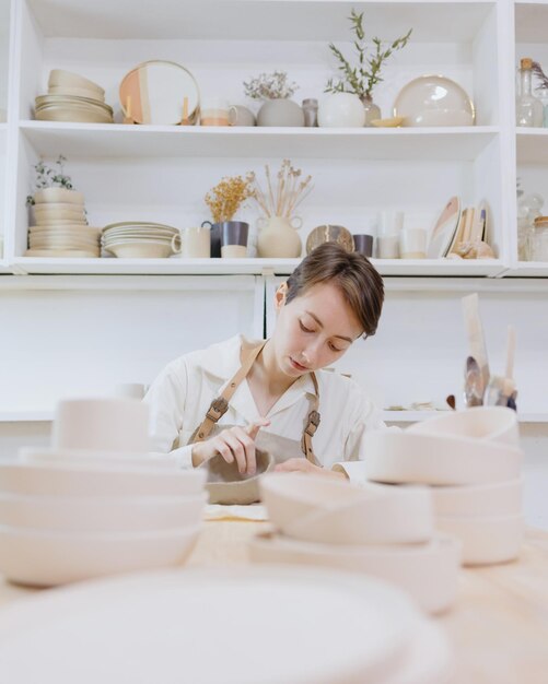 Portrait of young woman standing in store