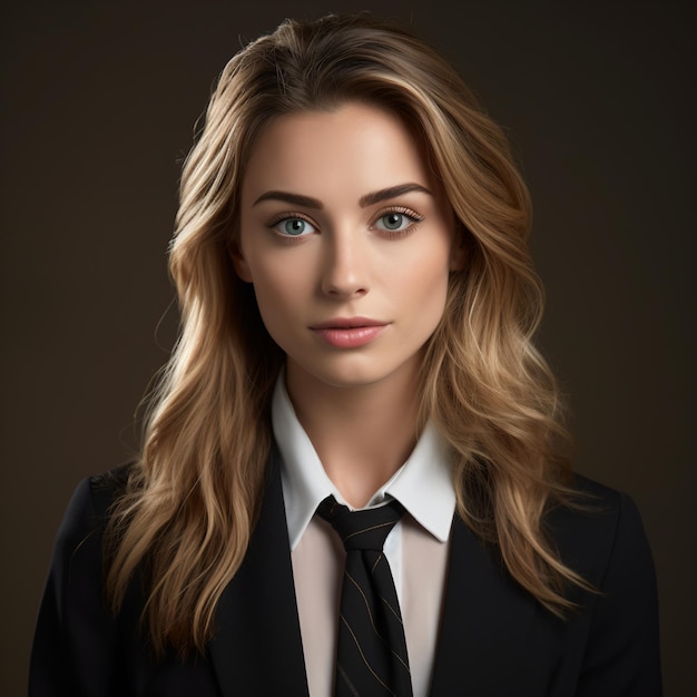 Portrait of a young woman in a suit and tie