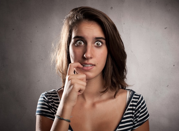 portrait of young woman thinking