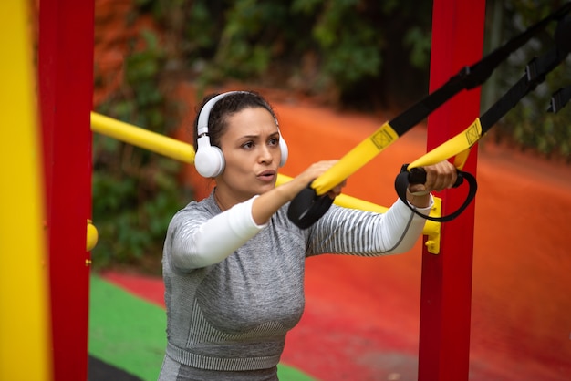 portrait young woman training