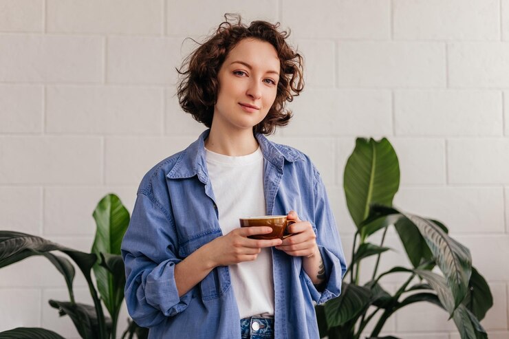 Photo portrait of young woman using mobile phone