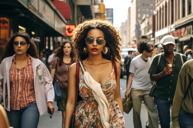 Portrait of young woman walking on street