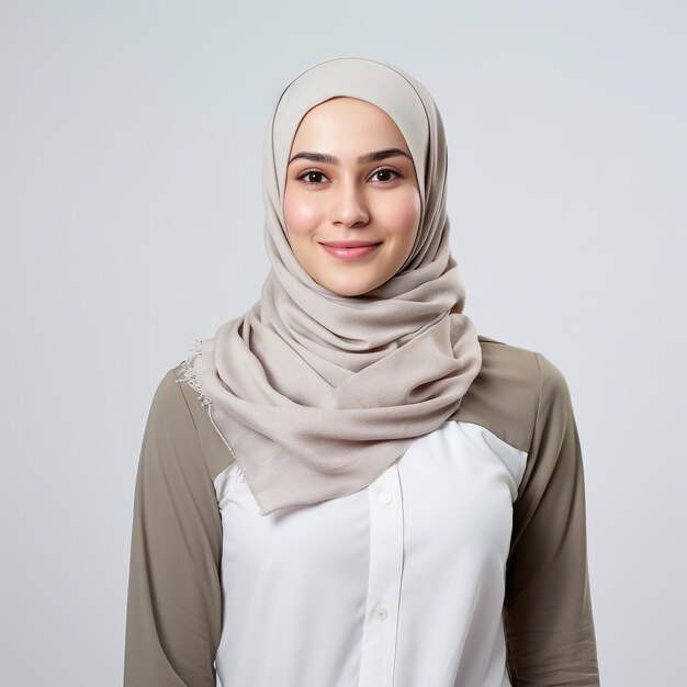 Photo portrait of a young woman wearing a hijab for fashion and lifestyle industry