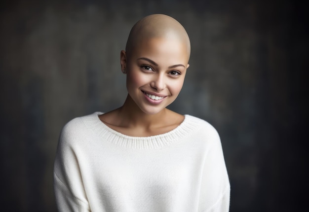 Portrait of a young woman who survived cancer