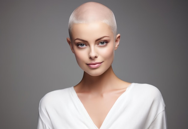 Portrait of a young woman who survived cancer