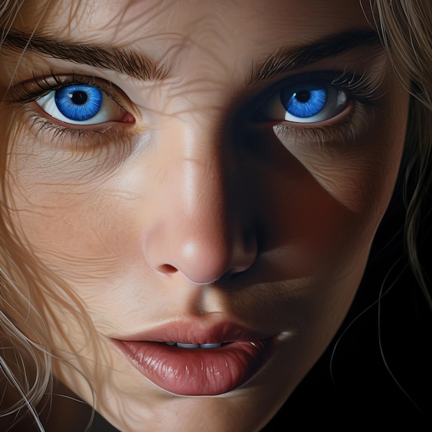 Portrait of a young woman with blue eyes