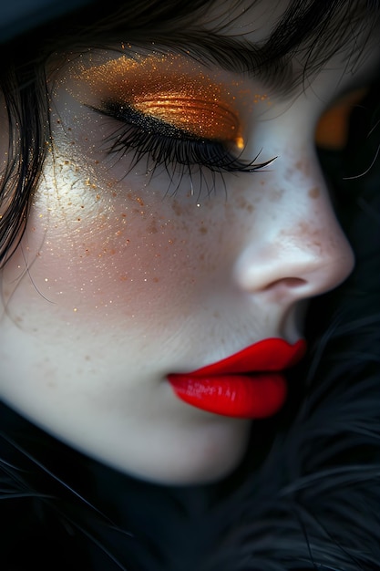 Portrait of a young woman with bright makeup