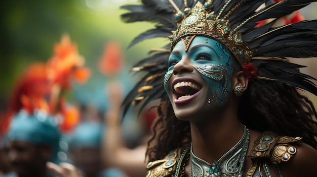 portrait of a young woman with a carnival mask