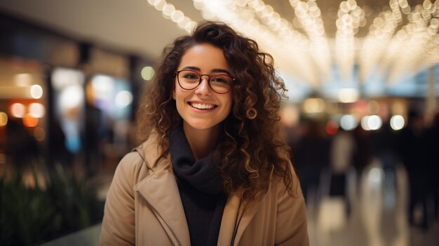 Portrait of a young woman with curly hair smiling