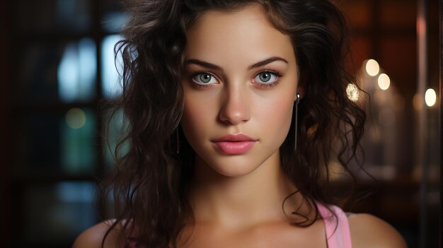 Photo portrait of young woman with curly hair