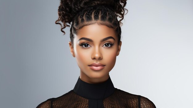 Photo portrait of a young woman with curly hair