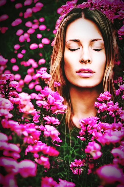 Portrait of young woman with eyes closed