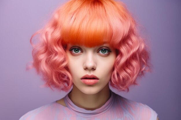 Portrait of a young woman with a wig