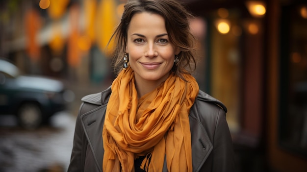 portrait of a young woman in a yellow jacket