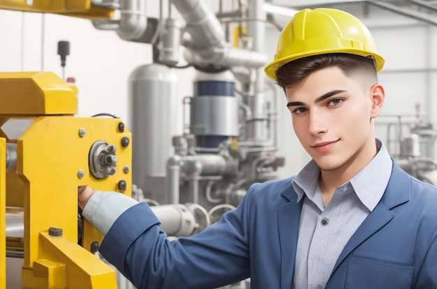 Portrait of young worker standing arms crossed in industry