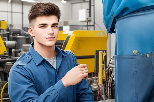 Portrait of young worker standing arms crossed in industry