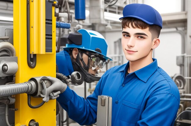 Portrait of young worker standing arms crossed in industry