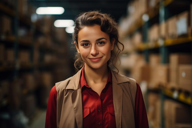 Portrait of a Youthful Female Staff Member in a Warehouse