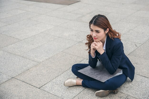 Portraits of beautiful asian woman in thinking expression.