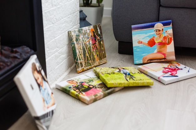 portraits of a little girl on a canvas photo