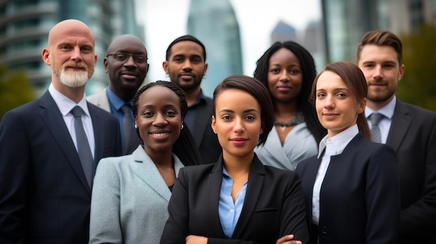 Photo portraits of multinational businessmen corporate spirit and teamwork concept