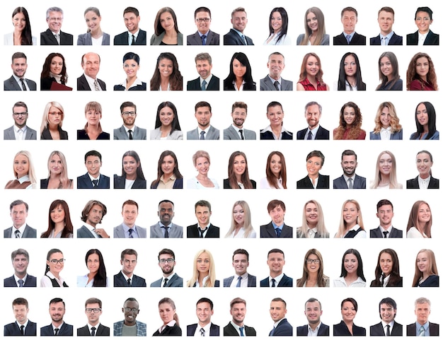 Portraits of successful employees isolated on a white