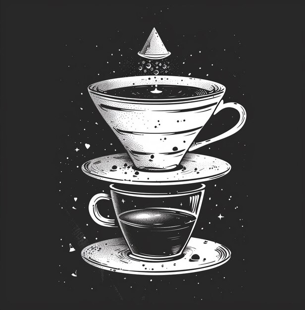 Foto un ritratto della caffettiera a goccia hario v60 in monocromatico