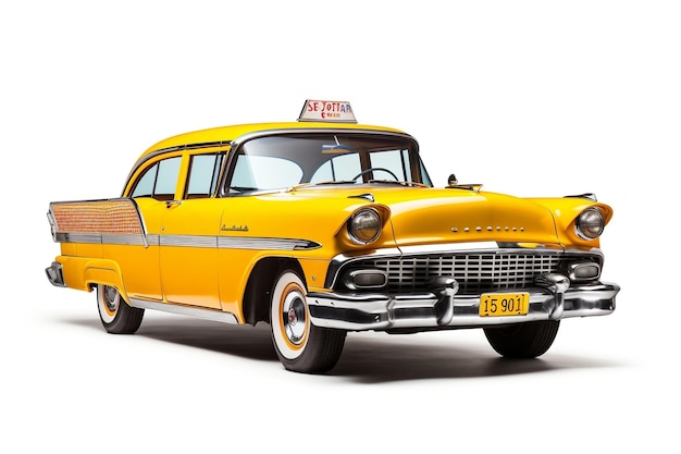 Portraying the Yellow Cab Isolated on a White Background Generative Ai