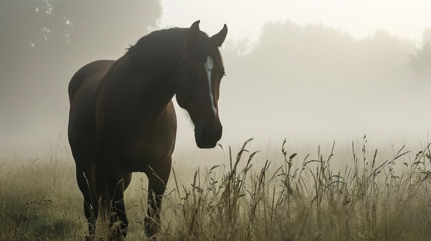 Portret Andalusisch paard in een mist Generatief Ai