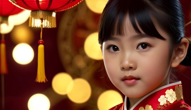 Foto portret aziatisch mooi meisje een cheongsam chinese nieuwjaarsavond in traditioneel pak en angpao