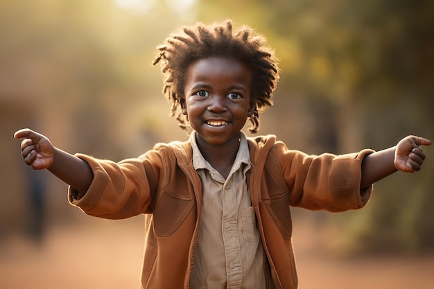 Foto portret dorp afrikaans kind met een glimlachend gezicht