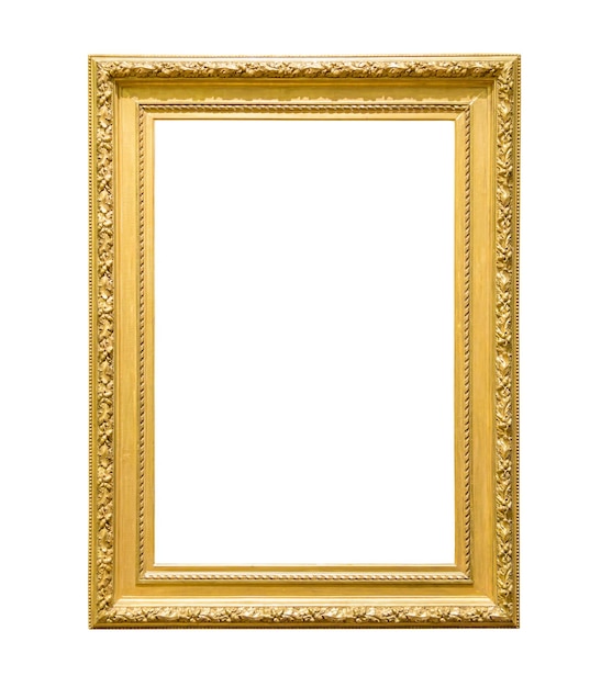 Portret gouden decoratieve fotolijst op witte achtergrond